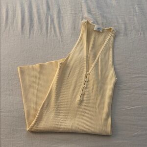 Aritzia Cream Ribbed Mini Dress